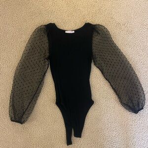 Women’s Body suit with sheer sleeves